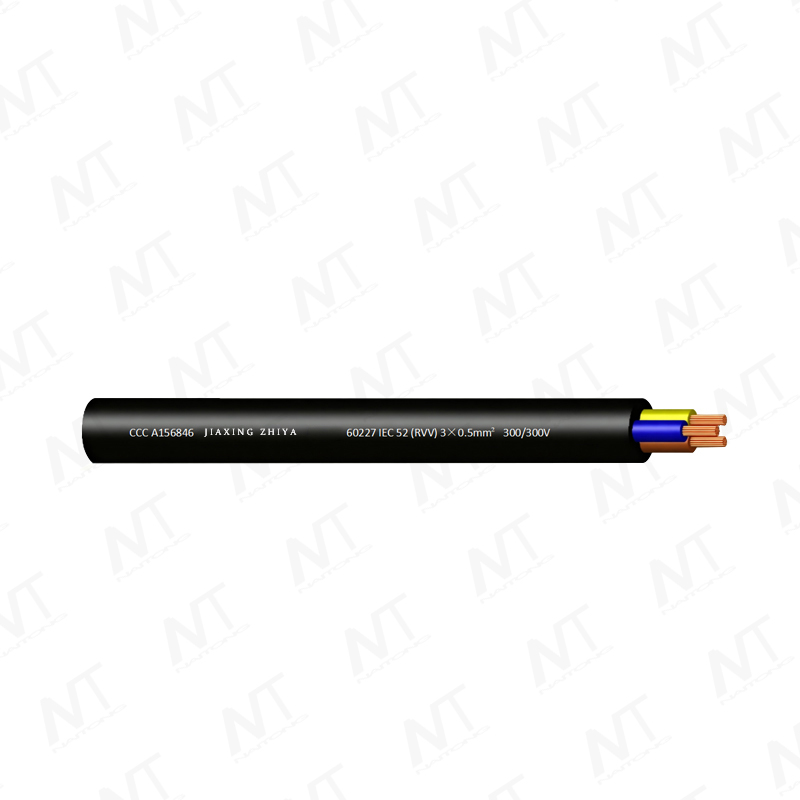 60227 IEC 52 (RVV) 300/300 V Kupferkern Leichter PVC-isolierter PVC-ummantelter flexibler Draht